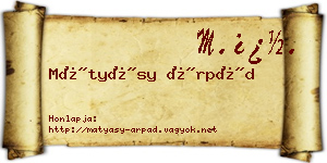 Mátyásy Árpád névjegykártya